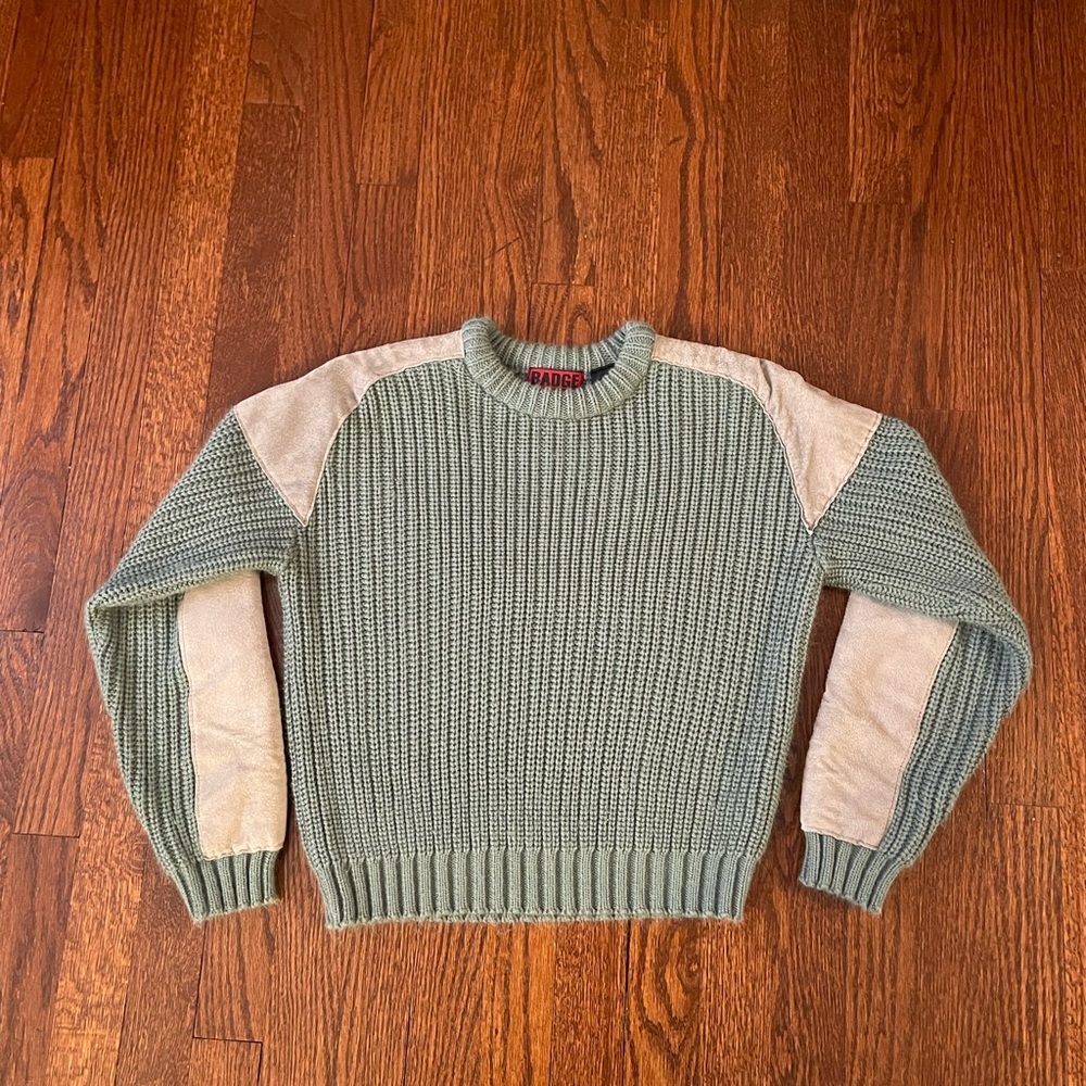 BADGE Sweater Knit Sweater with Suede elbow patches